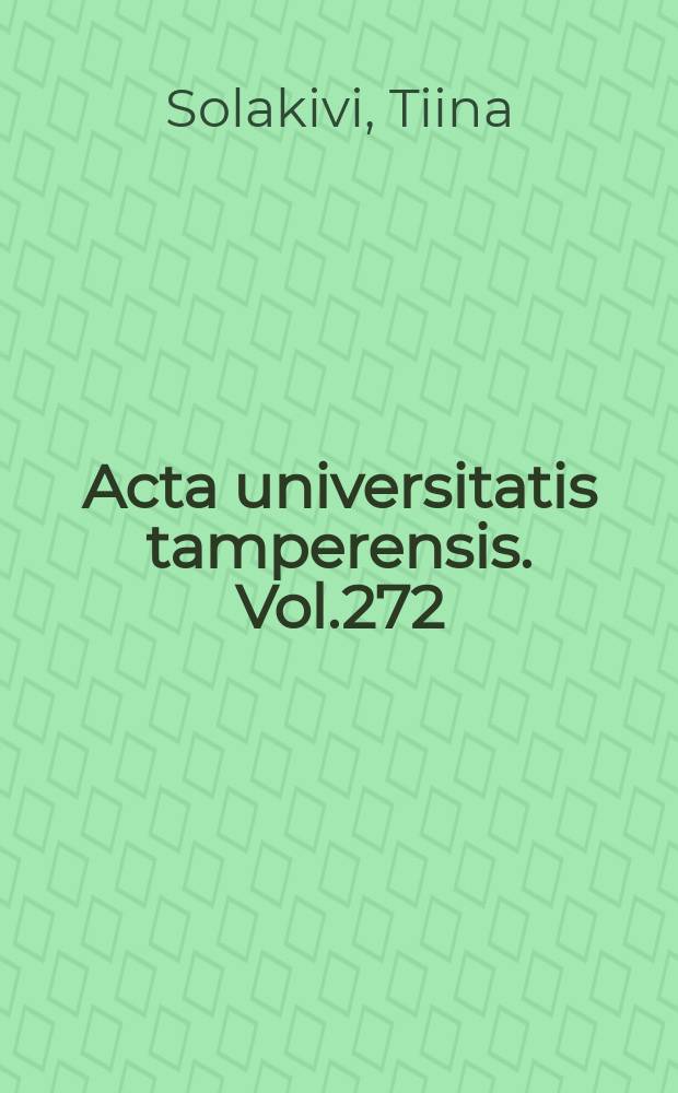 Acta universitatis tamperensis. Vol.272 : Apolipoproteins A-I and B in Finnish population groups