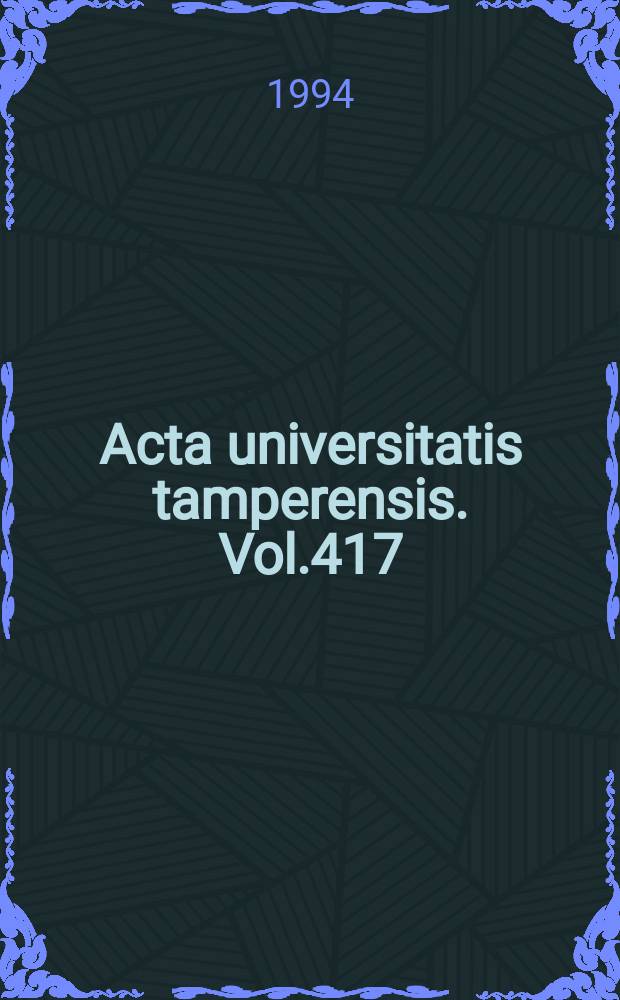 Acta universitatis tamperensis. Vol.417 : Occupational exposure to lead and risk of cancer