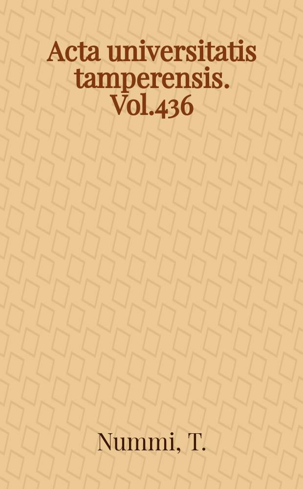 Acta universitatis tamperensis. Vol.436 : Estimation and prediction in growth curve