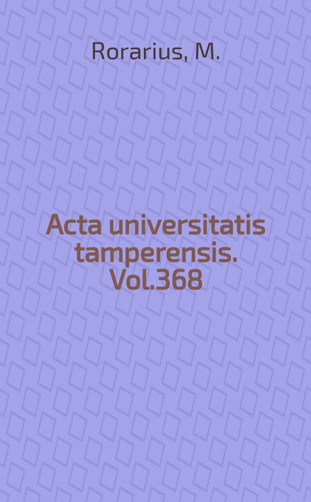 Acta universitatis tamperensis. Vol.368 : Perioperative use of non-steroidal