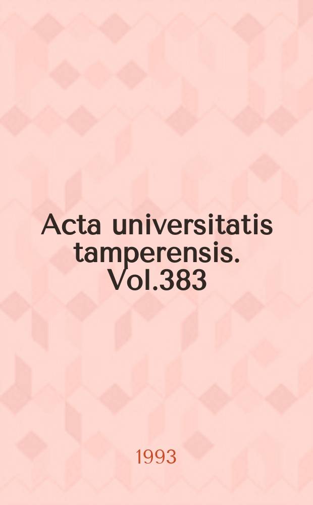 Acta universitatis tamperensis. Vol.383 : Anitiaatio ja alakulttuuri