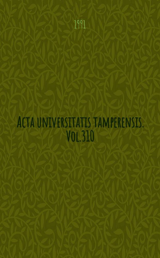 Acta universitatis tamperensis. Vol.310 : Occurence, risk factors