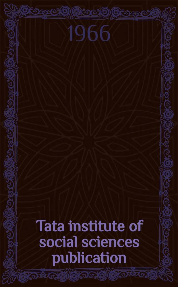 Tata institute of social sciences publication