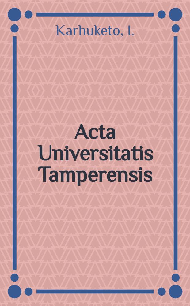 Acta Universitatis Tamperensis : Middle ear endoscopy