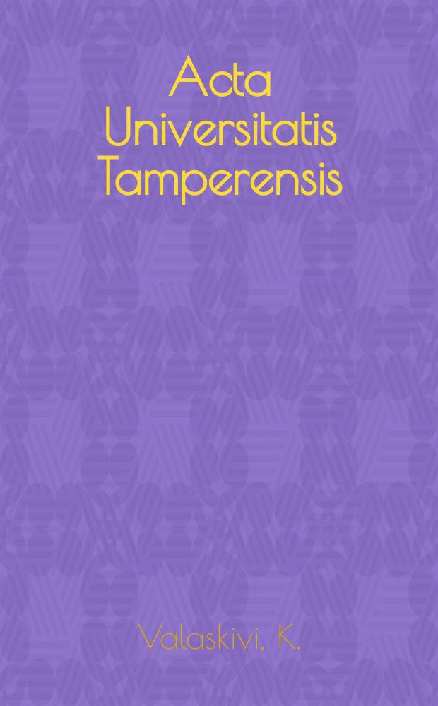 Acta Universitatis Tamperensis : Relations of television