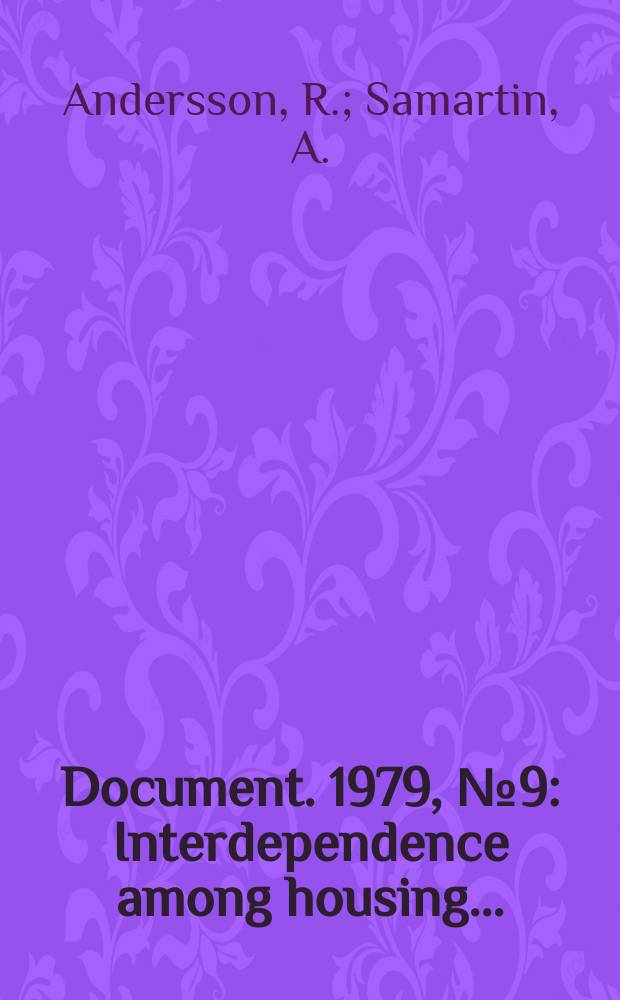 Document. 1979, №9 : Interdependence among housing...