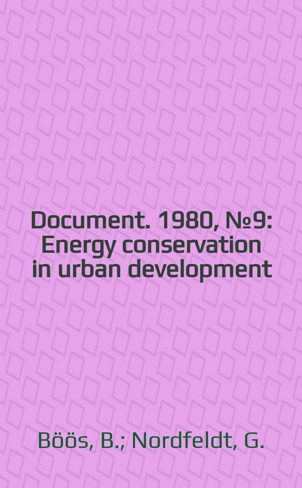 Document. 1980, №9 : Energy conservation in urban development
