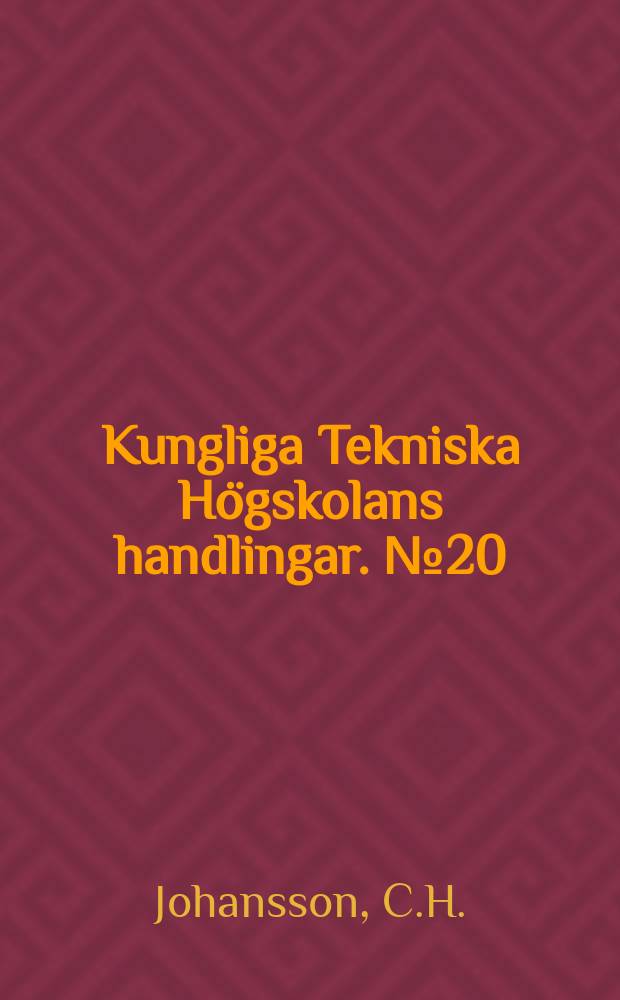 Kungliga Tekniska Högskolans handlingar. №20 : Theoretical investigation of the effect of capillary suction on transfer of moisture in hygroscopic materials