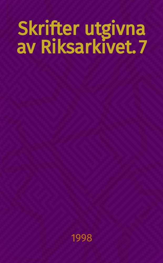 Skrifter utgivna av Riksarkivet. 7 : Vattenstäder