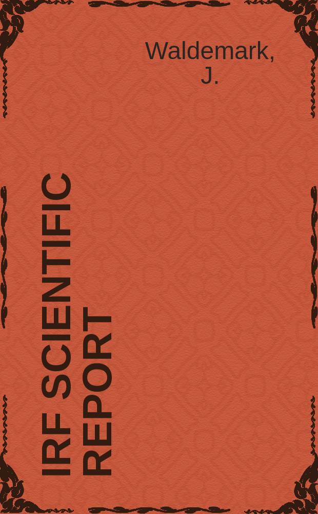 IRF scientific report : A neural network detection...