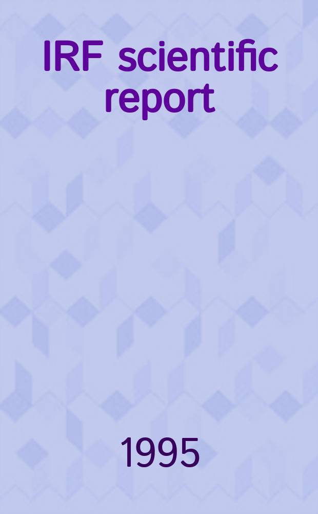 IRF scientific report : Measurements of plasma...