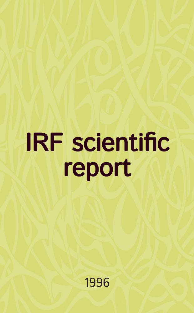 IRF scientific report : Investigation of suitable computer...