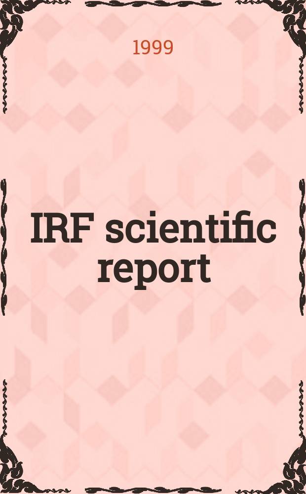 IRF scientific report : Lower hybrid wave cavities