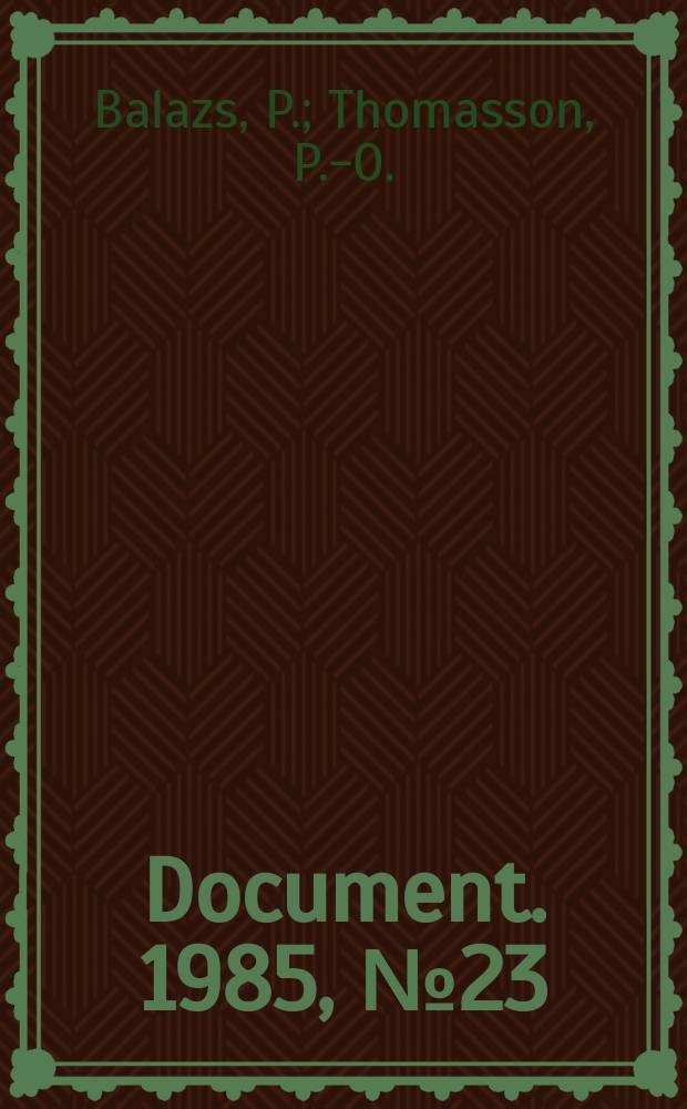 Document. 1985, №23 : Tests on box units of steel...