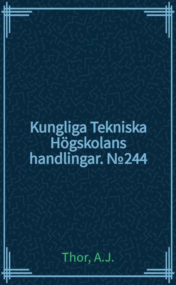 Kungliga Tekniska Högskolans handlingar. №244 : The time -independent Schrödinger wave equation for a particle in a central potential field as a spatial integral equation