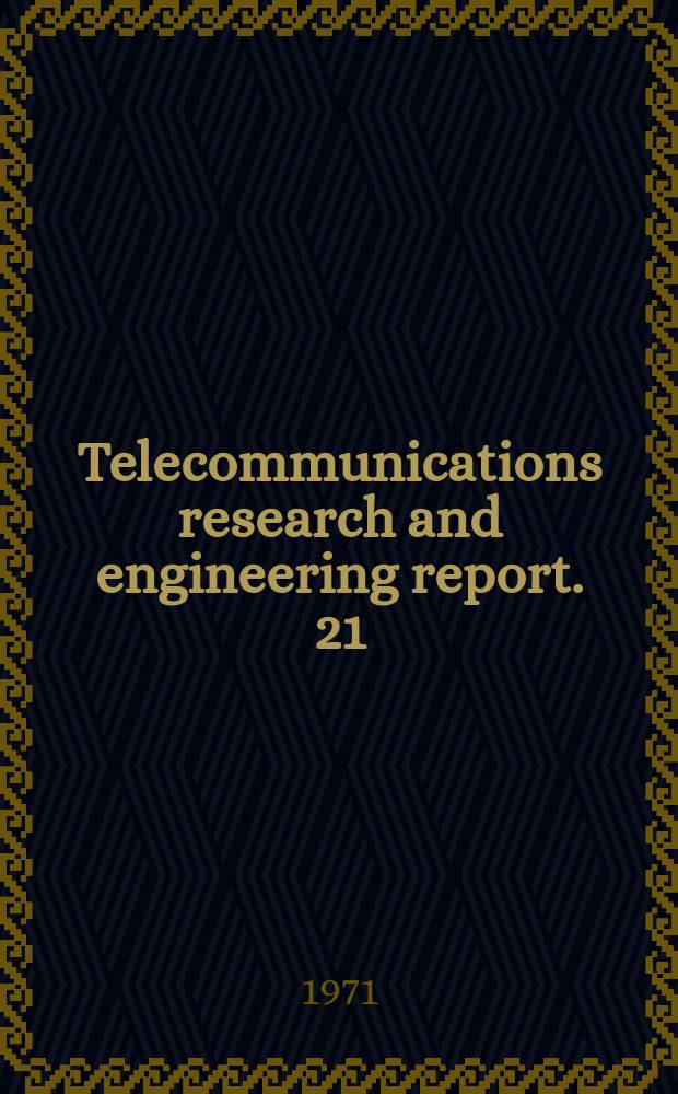 Telecommunications research and engineering report. 21 : Analysis of air-ground radio wave propagation measurements at 800 MHz