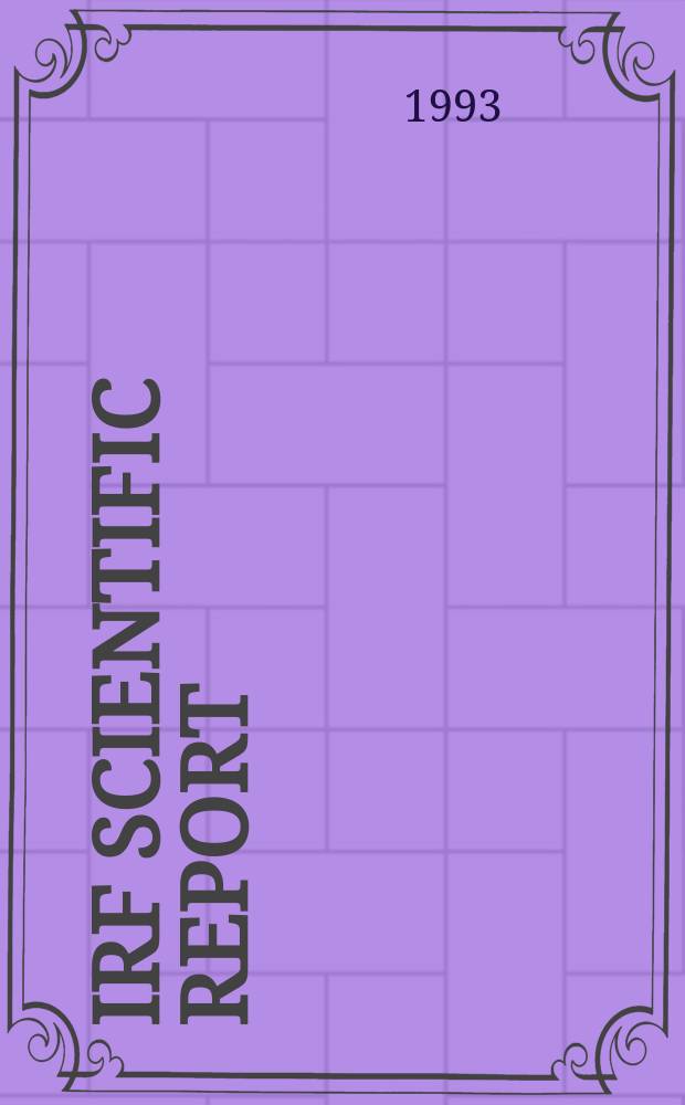 IRF scientific report : The Freja scientific satellite