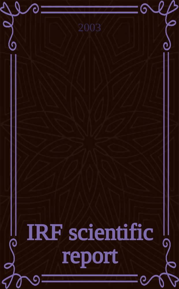 IRF scientific report : Proceedings...