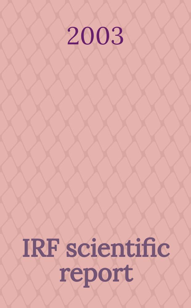 IRF scientific report : Stimulated electromagnetic emissions