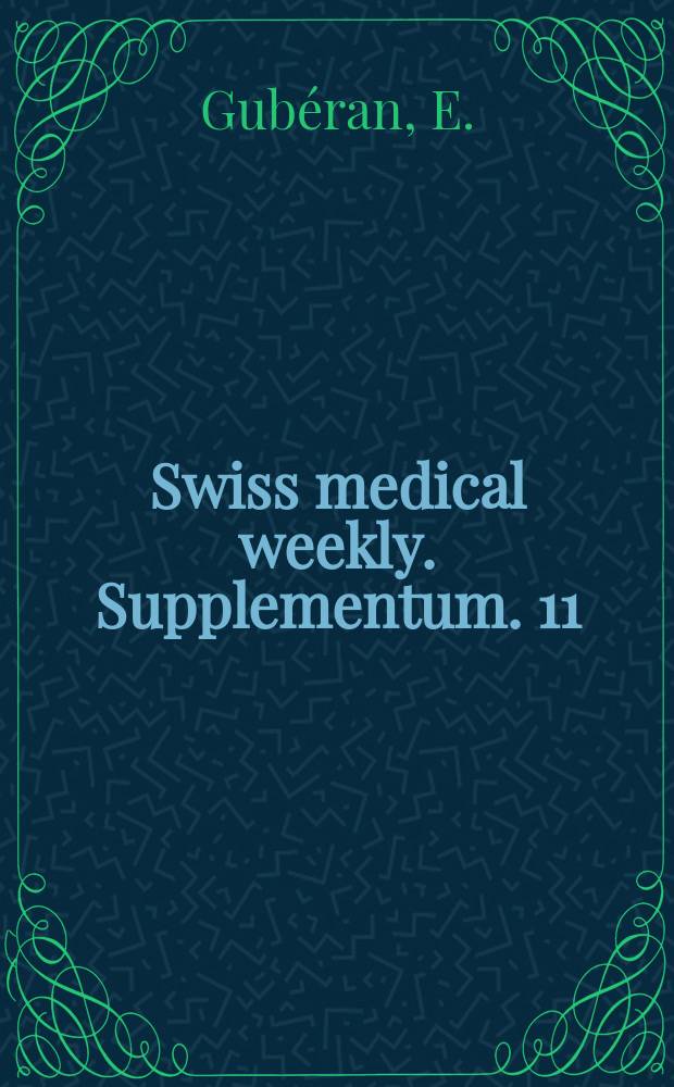 Swiss medical weekly. Supplementum. 11 : Tendances de la mortalité en Suisse