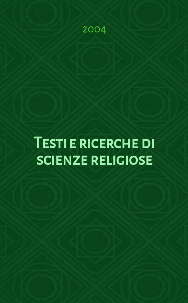Testi e ricerche di scienze religiose