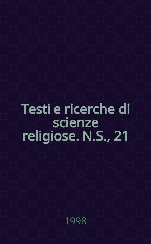 Testi e ricerche di scienze religiose. N.S., 21 : La Bibbia nel concilio