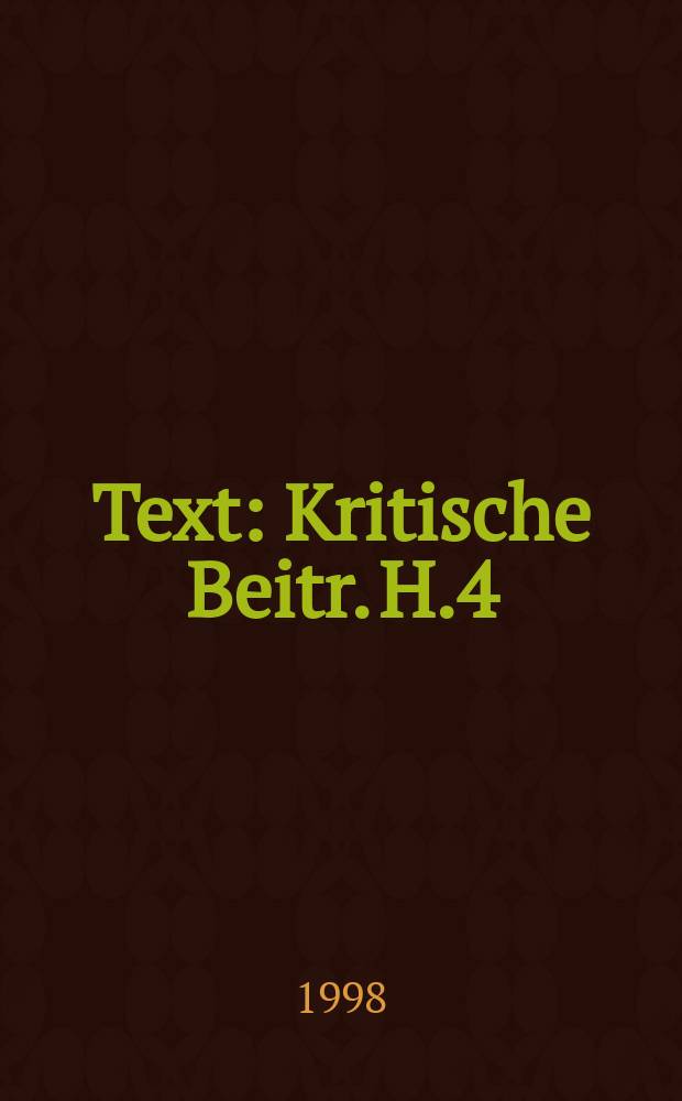 Text : Kritische Beitr. H.4 : Datum