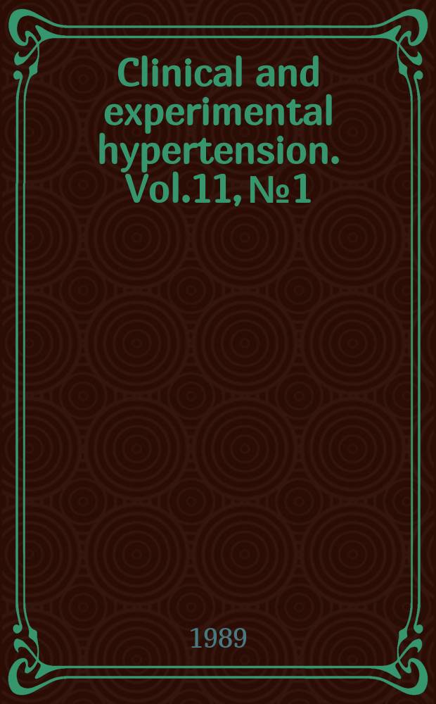 Clinical and experimental hypertension. Vol.11, №1
