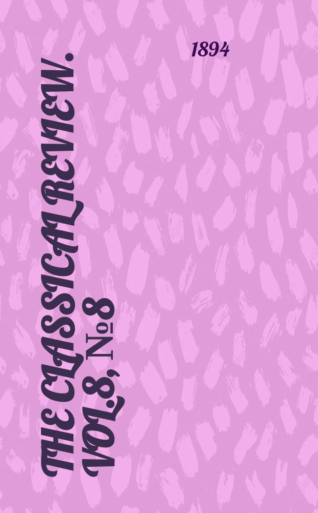 The Classical review. Vol.8, №8(72)