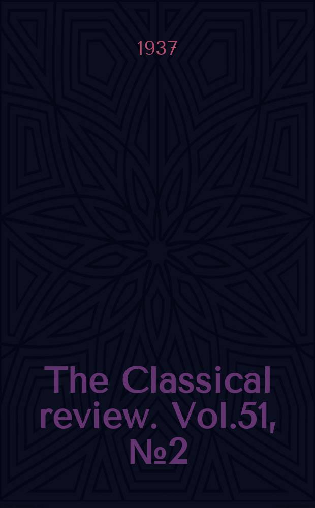 The Classical review. Vol.51, №2(367)