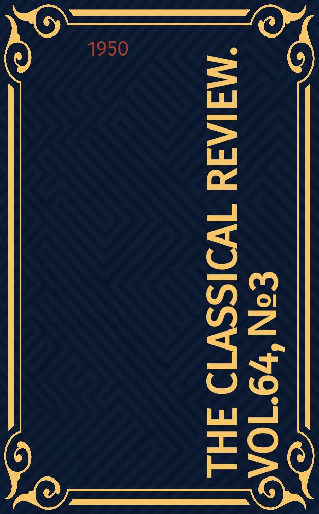 The Classical review. Vol.64, №3/4