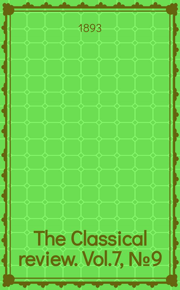 The Classical review. Vol.7, №9(64)