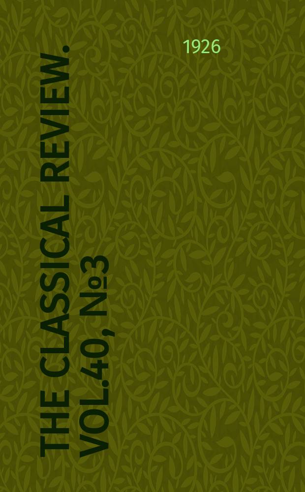 The Classical review. Vol.40, №3(302)