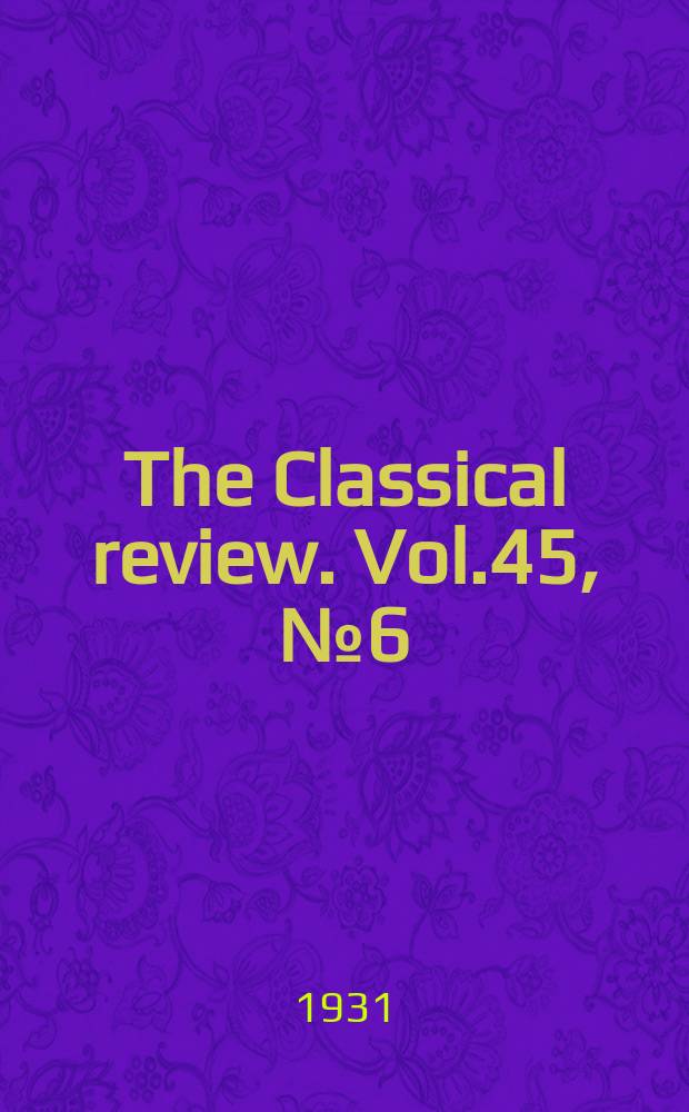 The Classical review. Vol.45, №6(335)