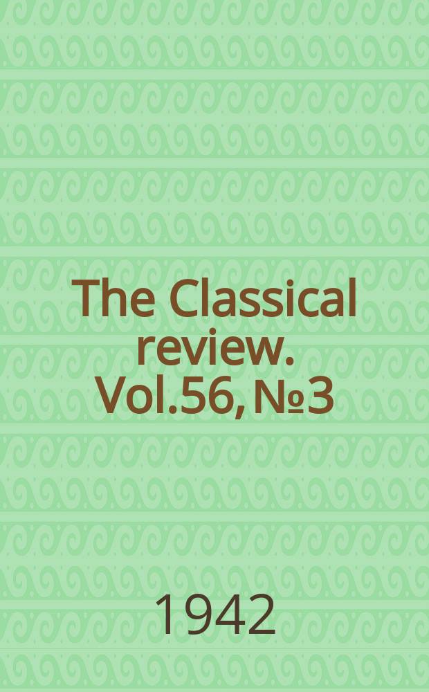 The Classical review. Vol.56, №3