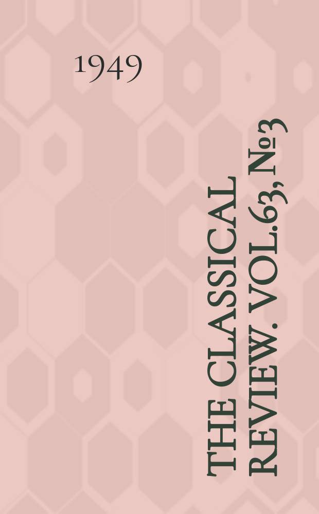 The Classical review. Vol.63, №3/4