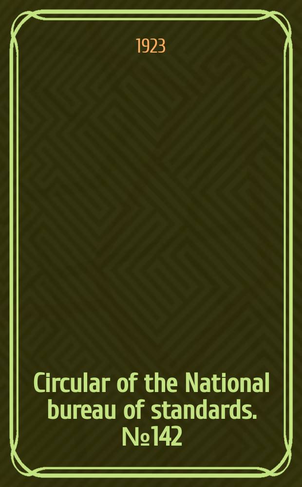 Circular of the National bureau of standards. №142 : Tables of thermodynamic properties of ammonia