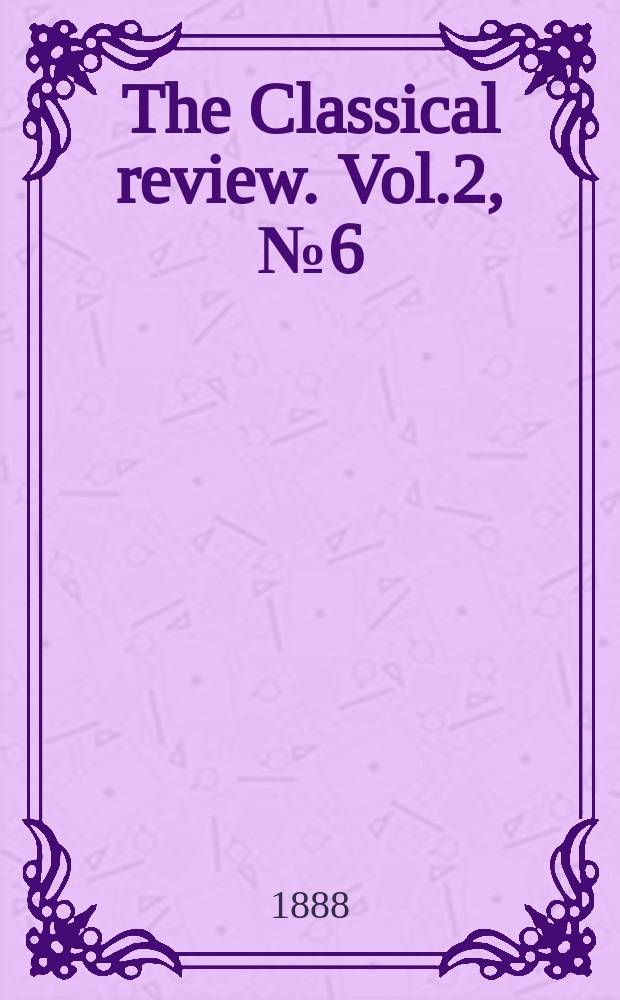 The Classical review. Vol.2, №6(16)