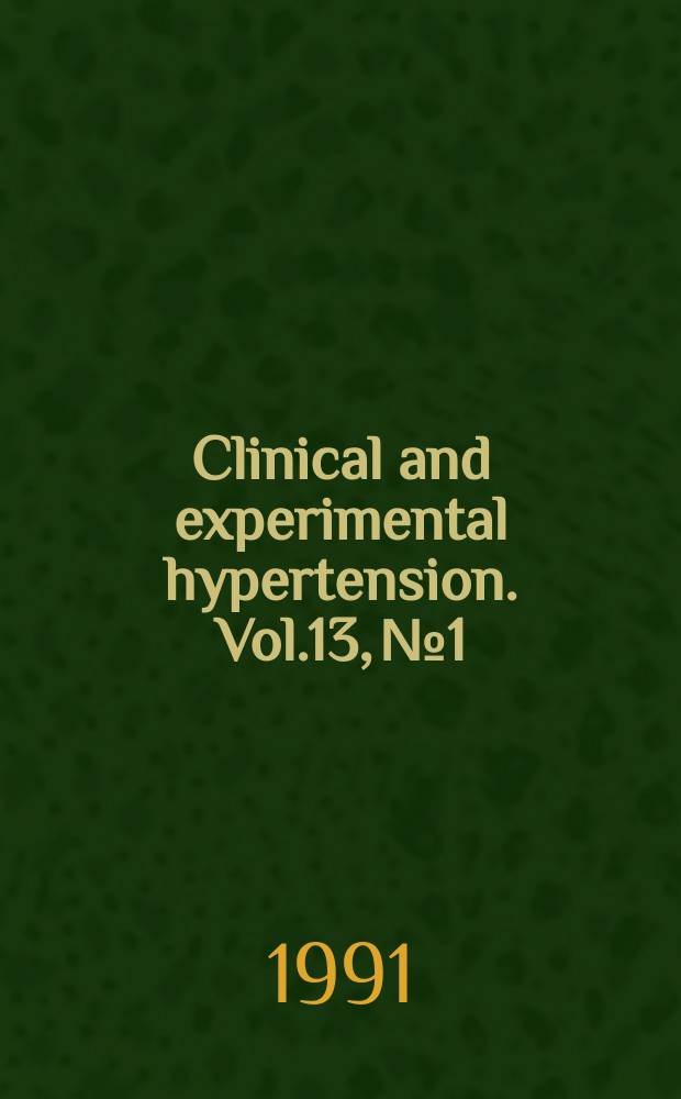 Clinical and experimental hypertension. Vol.13, №1