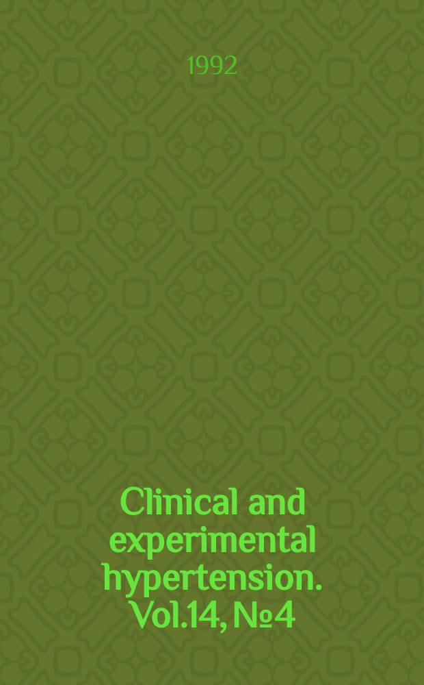 Clinical and experimental hypertension. Vol.14, №4