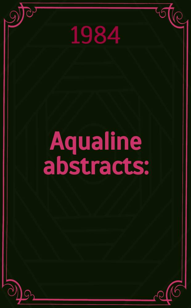 Aqualine abstracts : (Formerly WRC information) Publ. bi-weekly on behalf of the Water research centre. Vol.11, №3