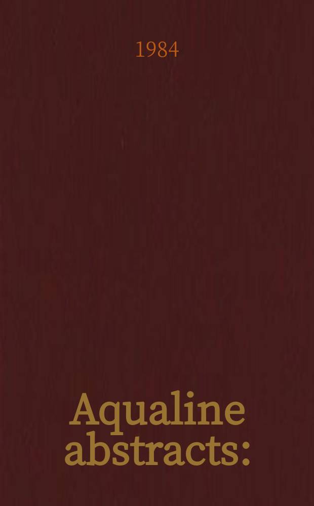 Aqualine abstracts : (Formerly WRC information) Publ. bi-weekly on behalf of the Water research centre. Vol.11, №48/49