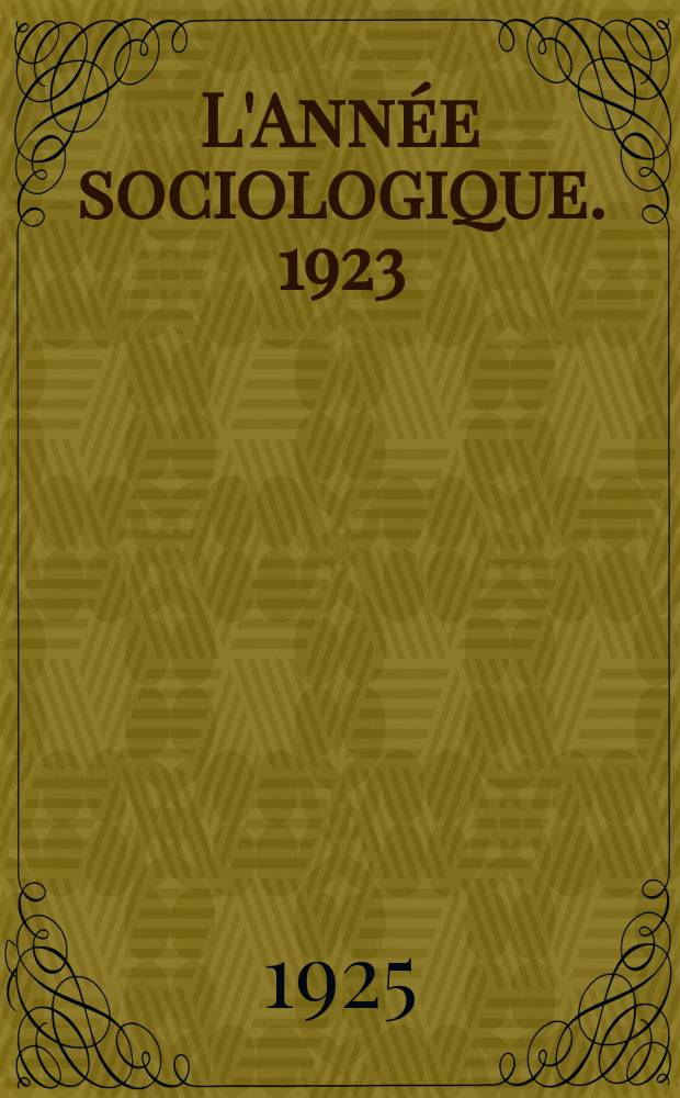 L'Année sociologique. 1923/1924, T.1, Fasc.4