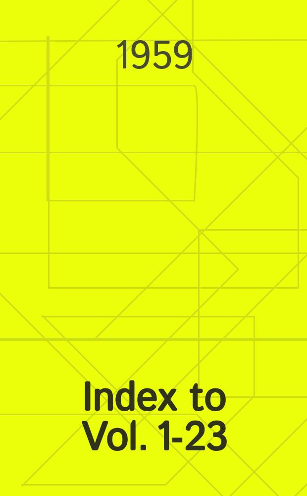 Index to Vol. 1-23 (1929-1959)