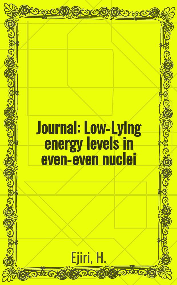 [Journal] : Low-Lying energy levels in even-even nuclei