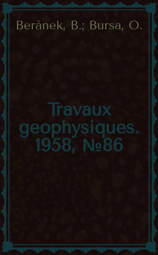 Travaux géophysiques. 1958, №86 : Results of experimental tests with air - shooting technique in reflection method in the Mikulov-region