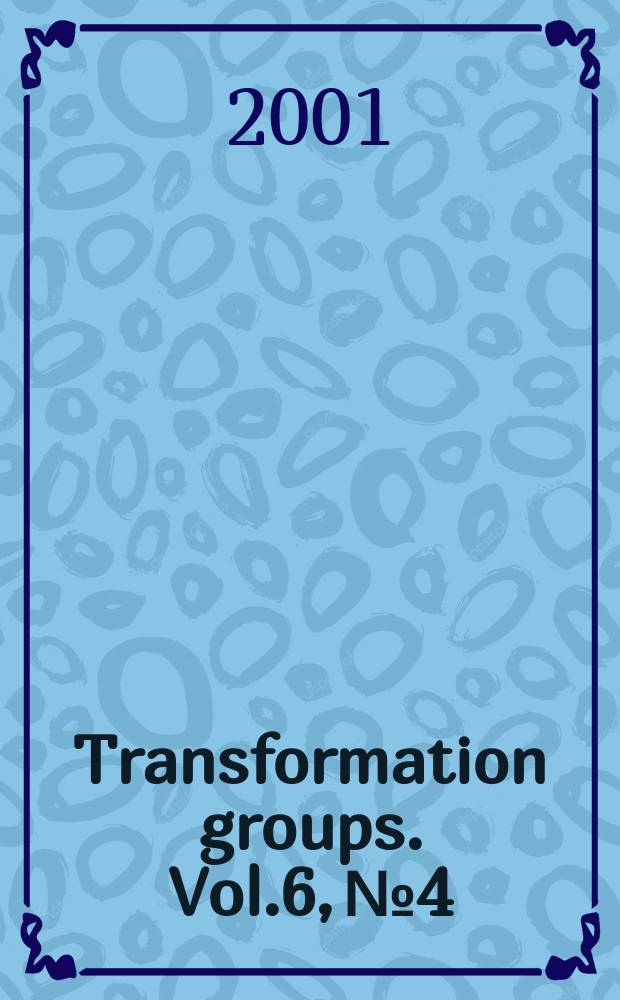 Transformation groups. Vol.6, №4
