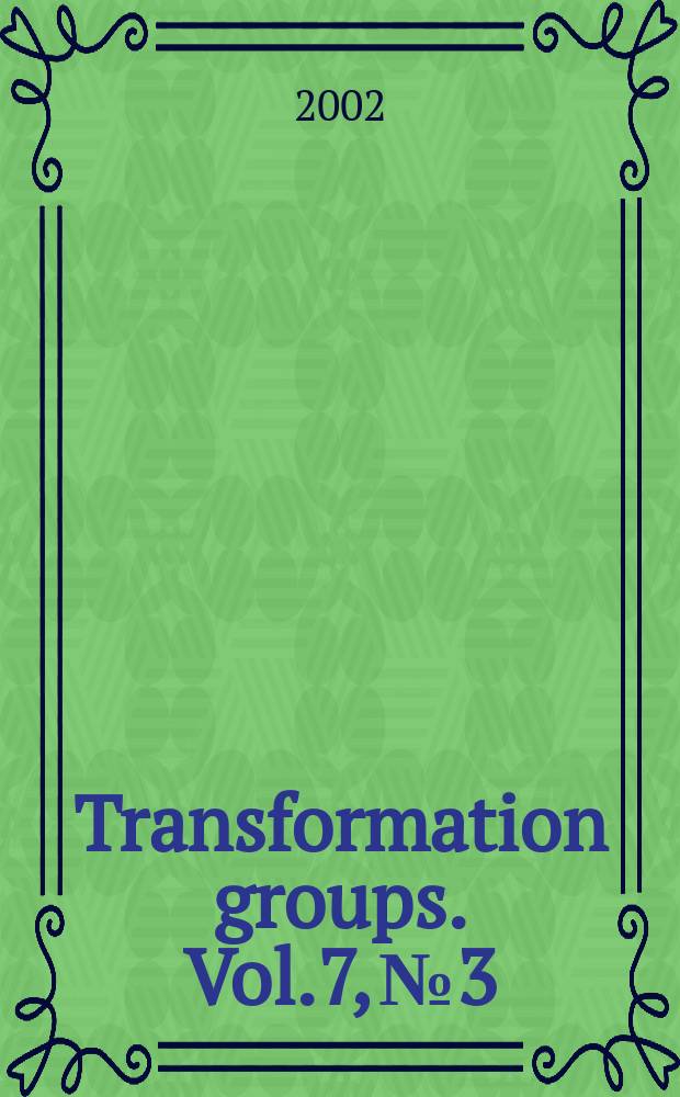 Transformation groups. Vol.7, №3