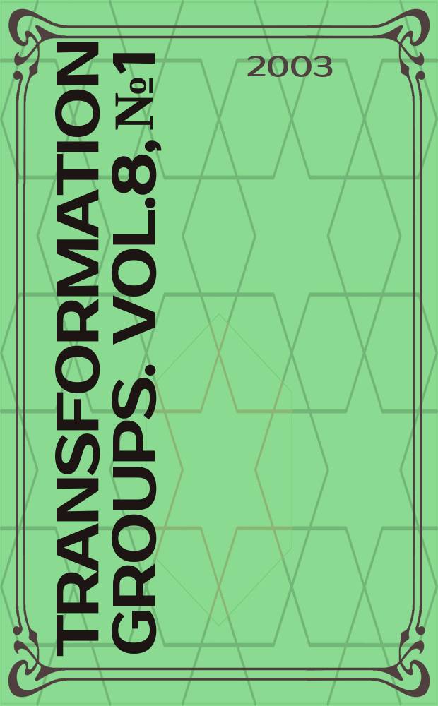Transformation groups. Vol.8, №1