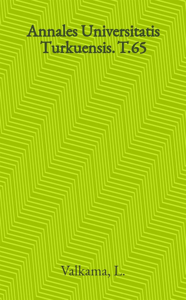 Annales Universitatis Turkuensis. T.65 : Tutkimus Johannes Linnankosken "Pakolaisten" tyylistä